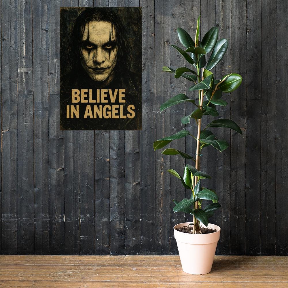 The Crow Believe In Angels Vintage Poster