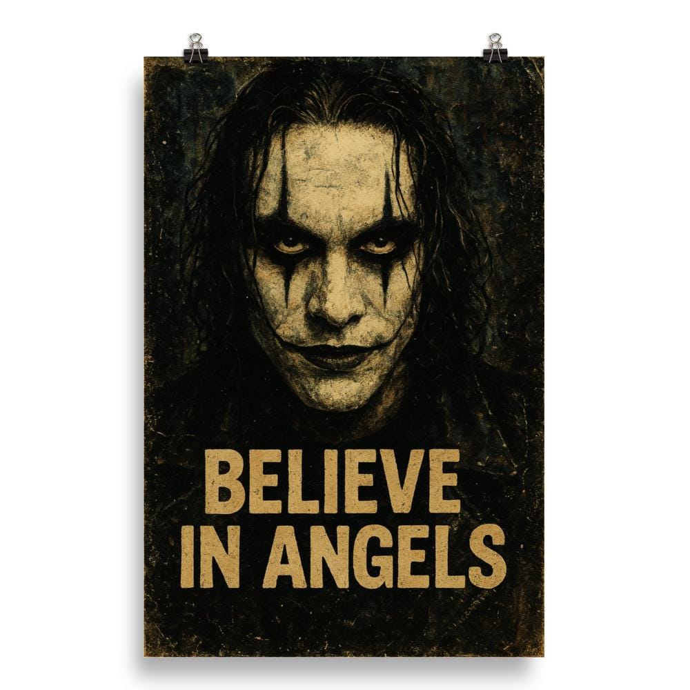 The Crow Believe In Angels Vintage Poster